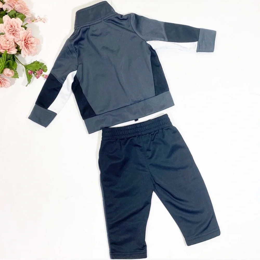 PUMA Baby Boy Tricot Black/Grey/White Jacket & Pants Tracksuit Set - Picture 2 of 11